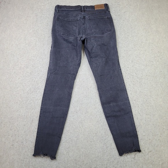 Madewell 9" High-Rise Skinny Jeans Women 29 Black Faded Button Fly Stretch Denim - Picture 6 of 13